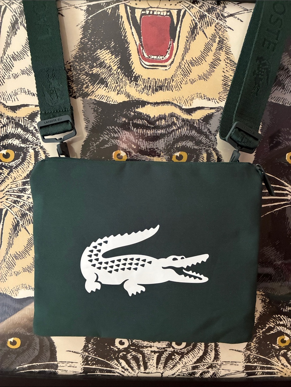 Lacoste Double Pouch Zip Crossbody Bag!